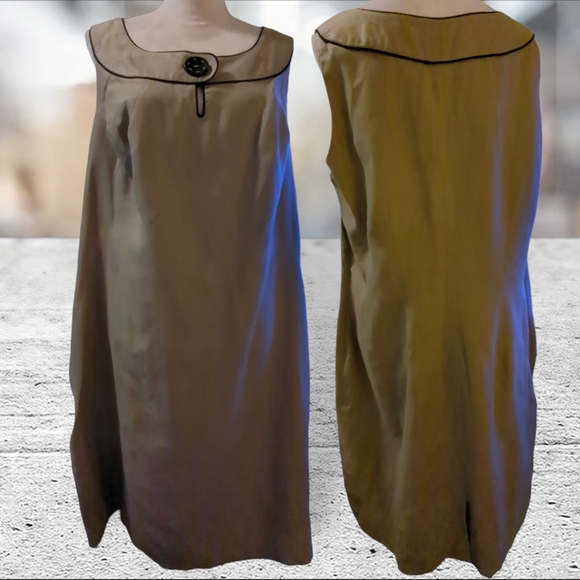 Vintage CAROLE LITTLE beige linen dress size 20 - Picture 2 of 12